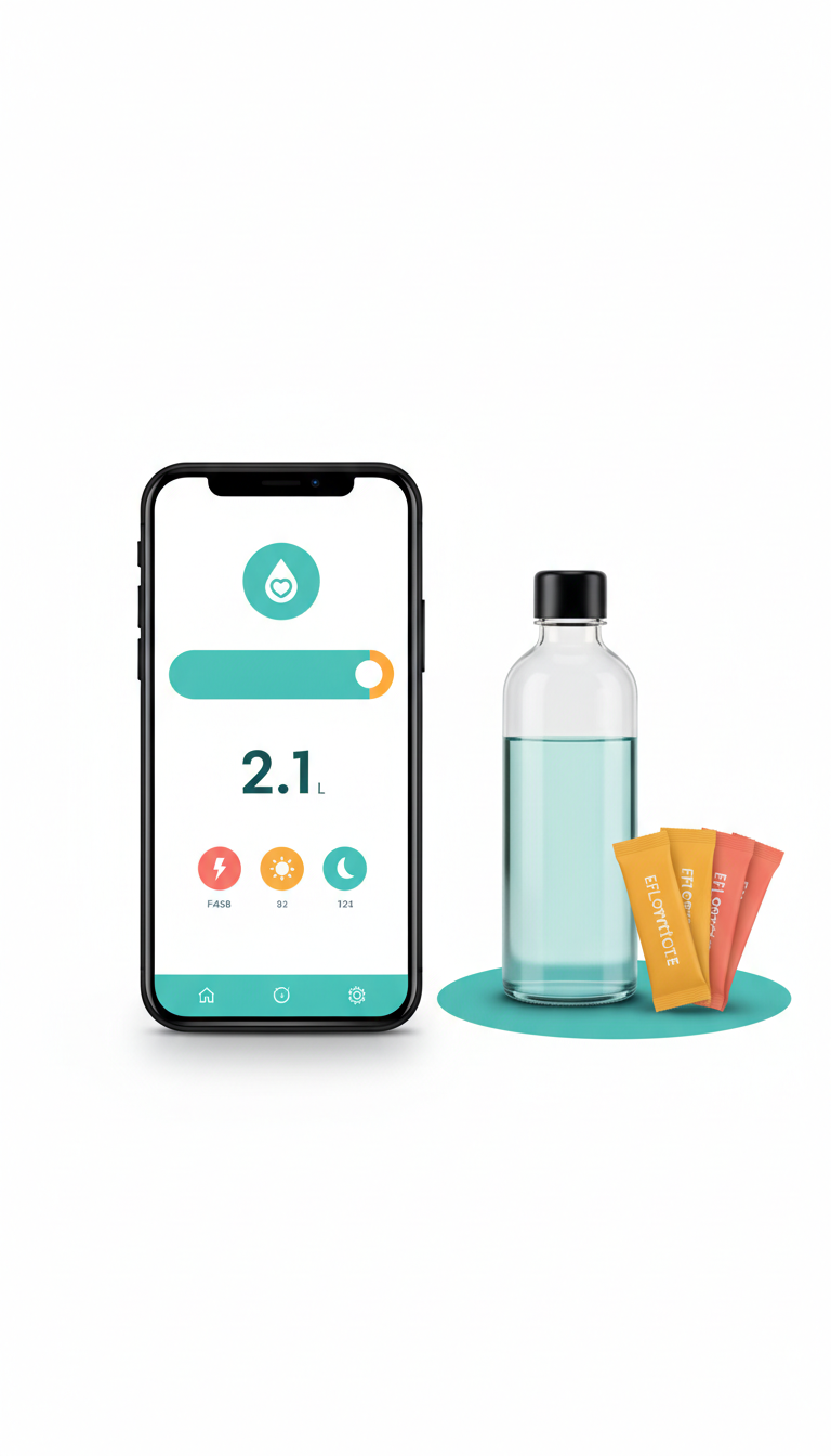 Smart hydration app interface on device